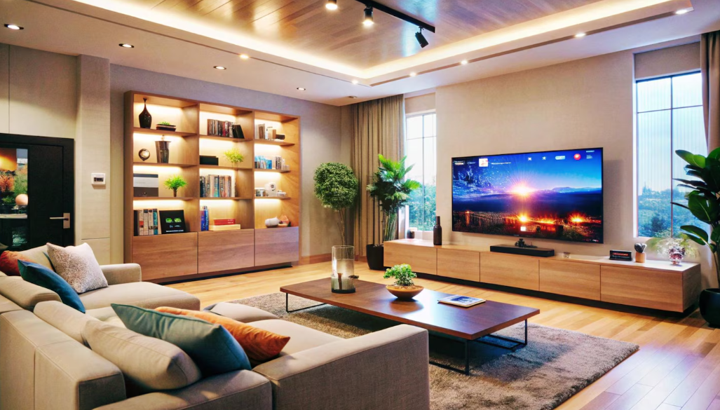 home renovation lighting ideas showing layered lighting in a modern renovated living room