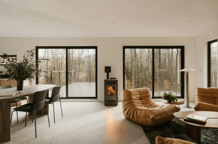 energy-efficient home upgrades during remodel featuring large energy efficient windows