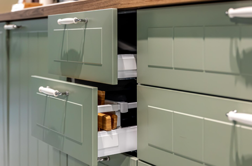 kitchen cabinet design ideas for functionality featuring modern drawer storage system